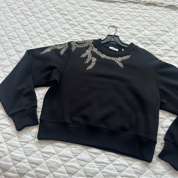 Sandro Rhinestone Embellished Sweatshirt in Black - Picture 5 of 16